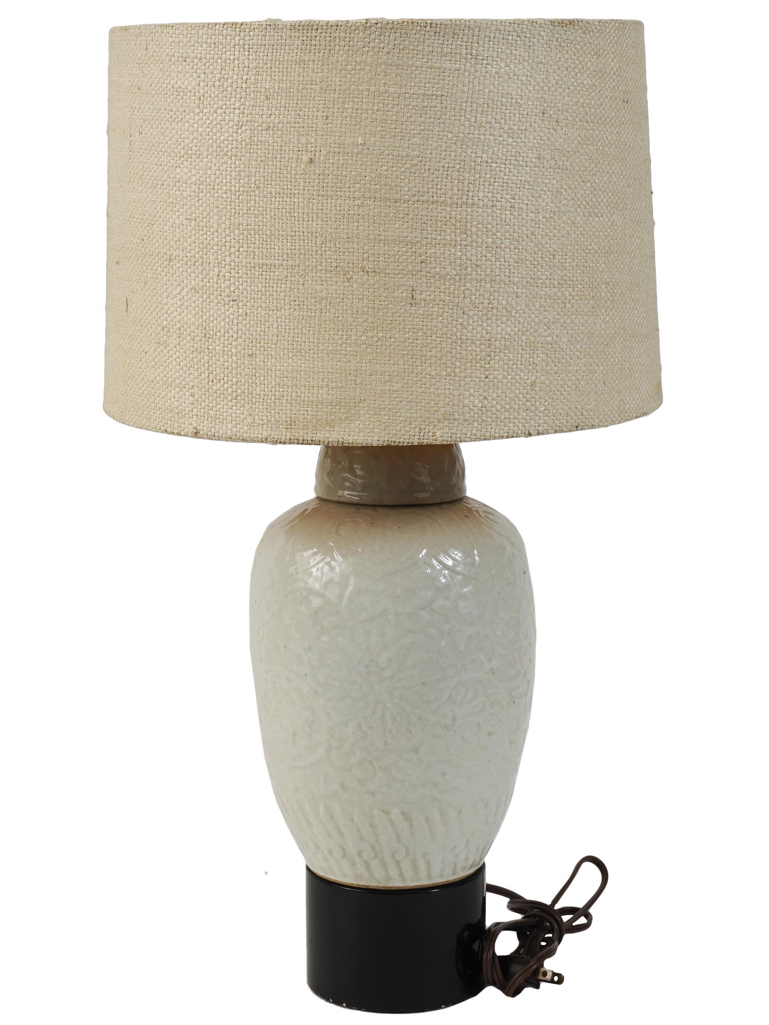 BILLY GANES GLAZED CERAMIC TABLE LAMP WITH SHADE PIC-0